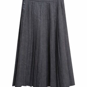 Jaeger Wool Blend Pleated Midi Skirt UK 12 Gray Made in Great Britain Vintage